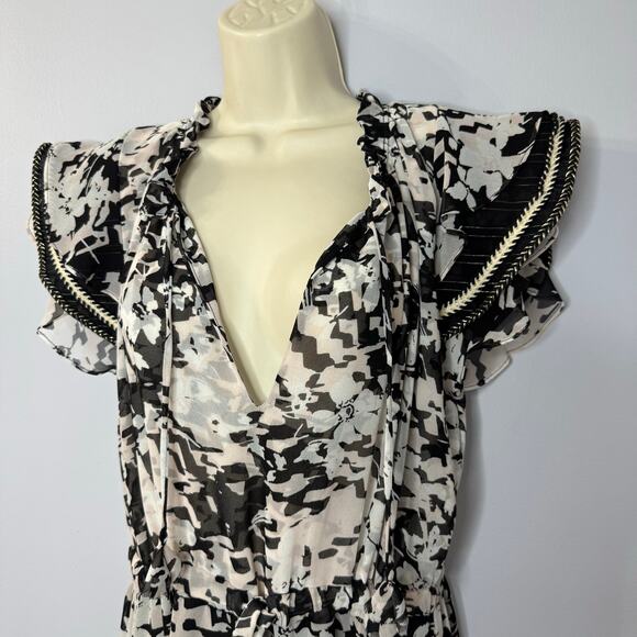 MISA Los Angeles Della Midi Dress V Neck Dress Flowy Romantic Resort Women's L - Picture 6 of 12